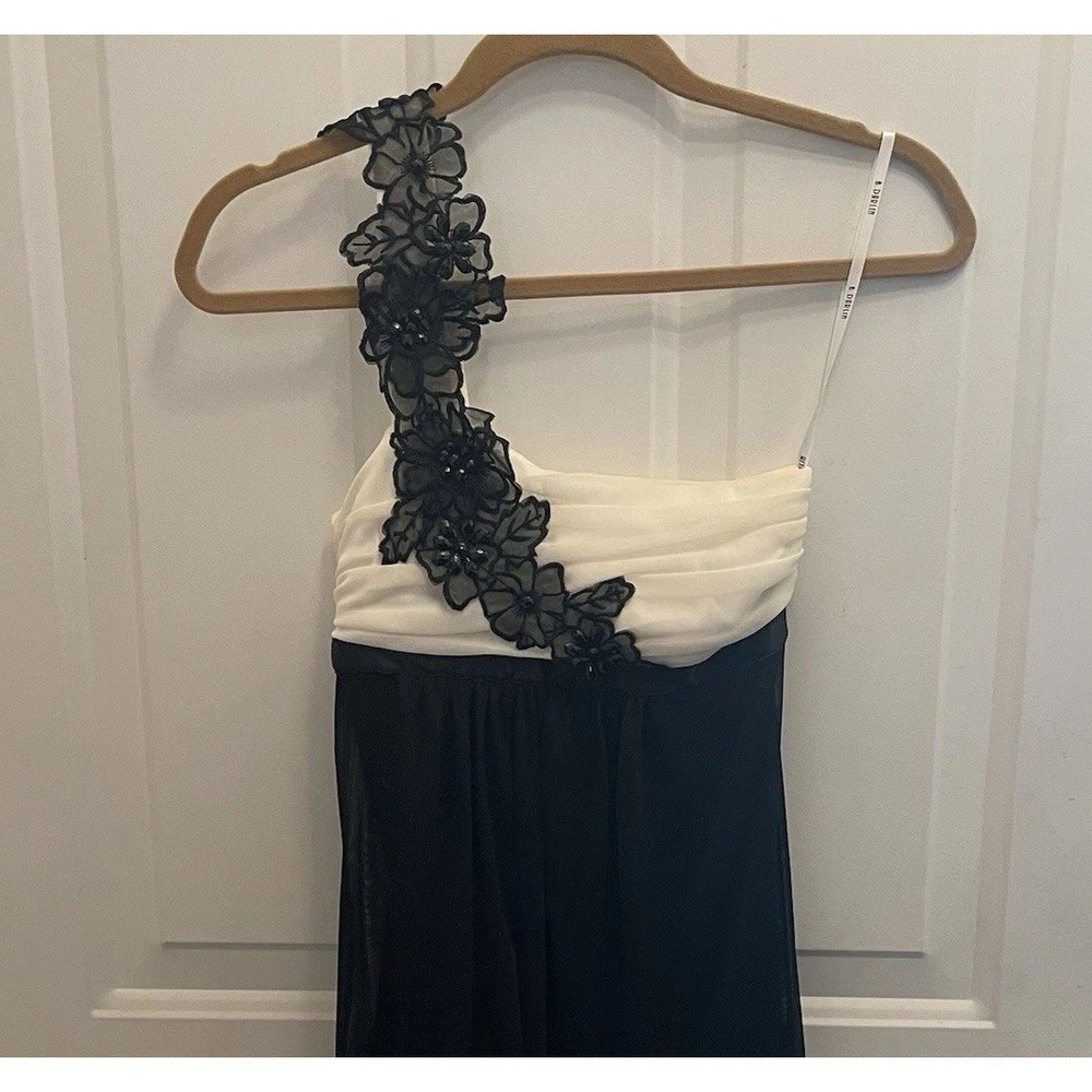 B.Darlin Cocktail Dress Juniors 3/4 Black White One Shoulder Prom Formal Event